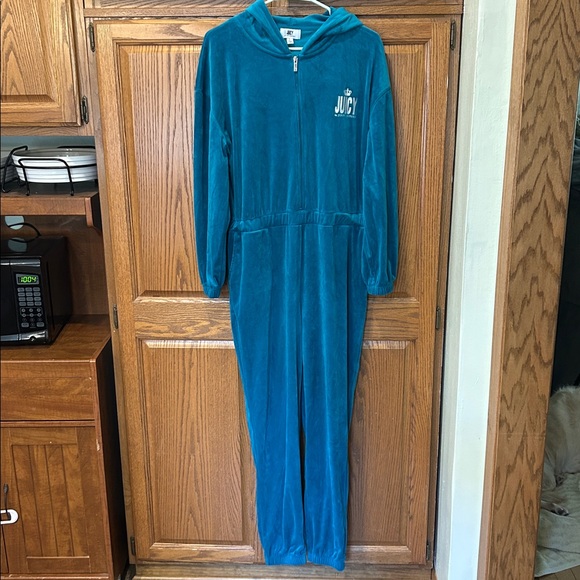 Juicy Couture Teal Velour Hoodie Jumpsuit - Picture 3 of 10